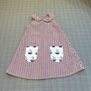 Emily Lacey 2T Sailboat Dress Red Blue Striped Nautical USA Pockets Summer
